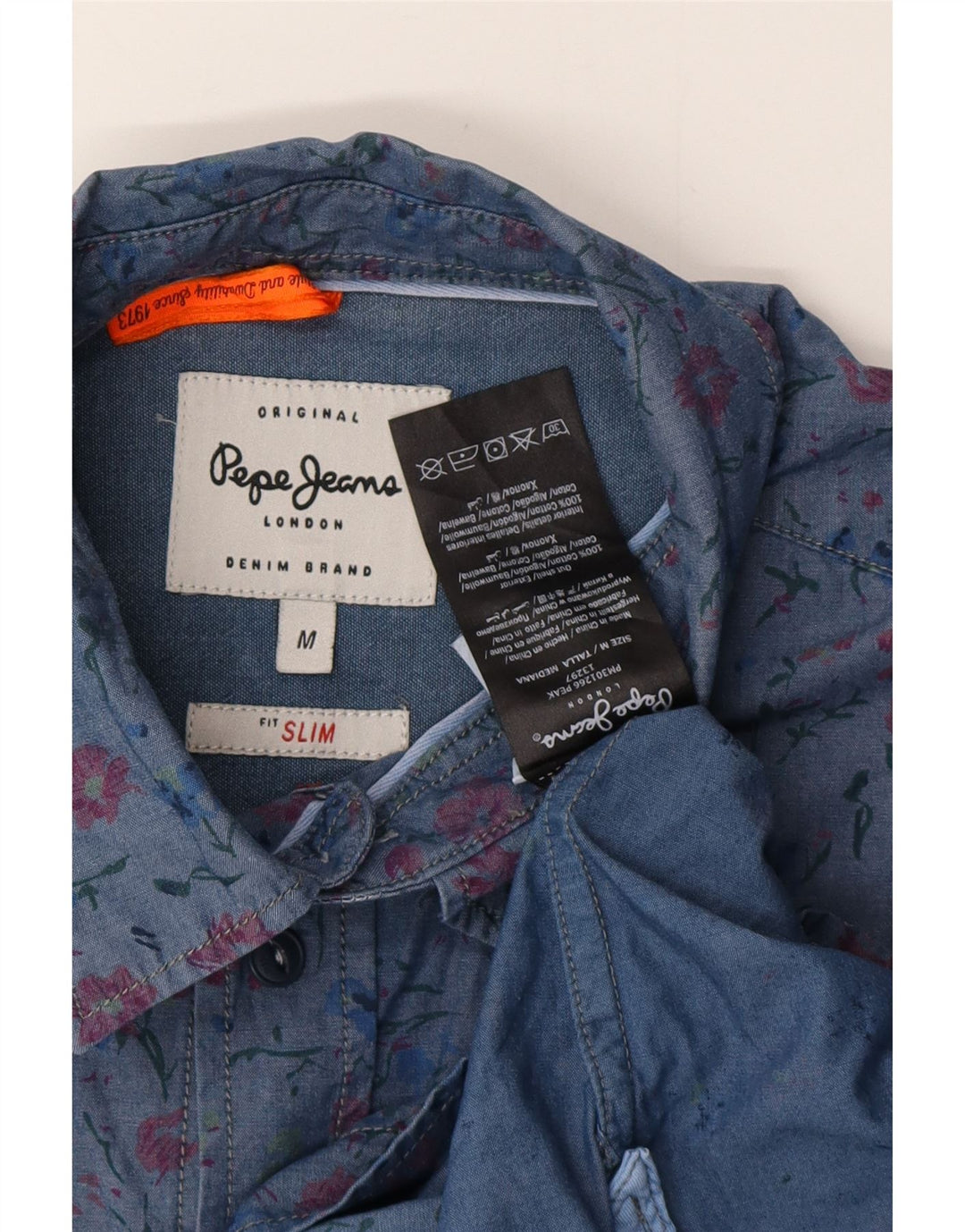 PEPE JEANS Muška uska košulja Srednje plava cvjetna pamuk