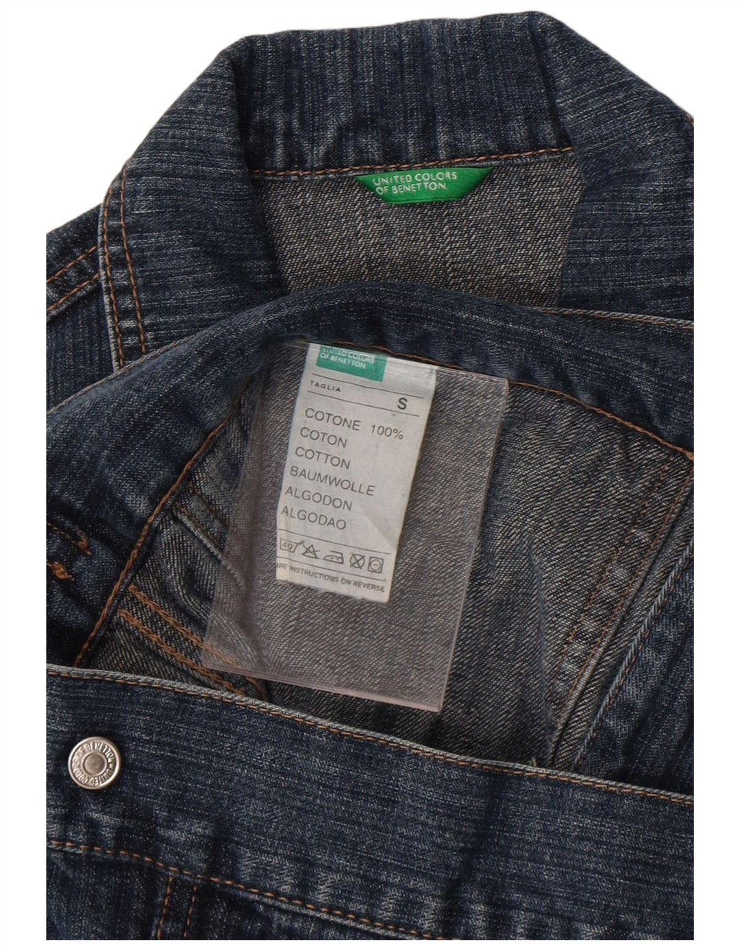 Benetton ženska traper jakna UK 10 Small Blue Cotton