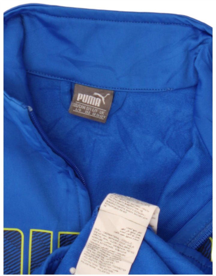 PUMA Boys Graphic Tracksuit Top Jacket 11-12 Years Blue Polyester