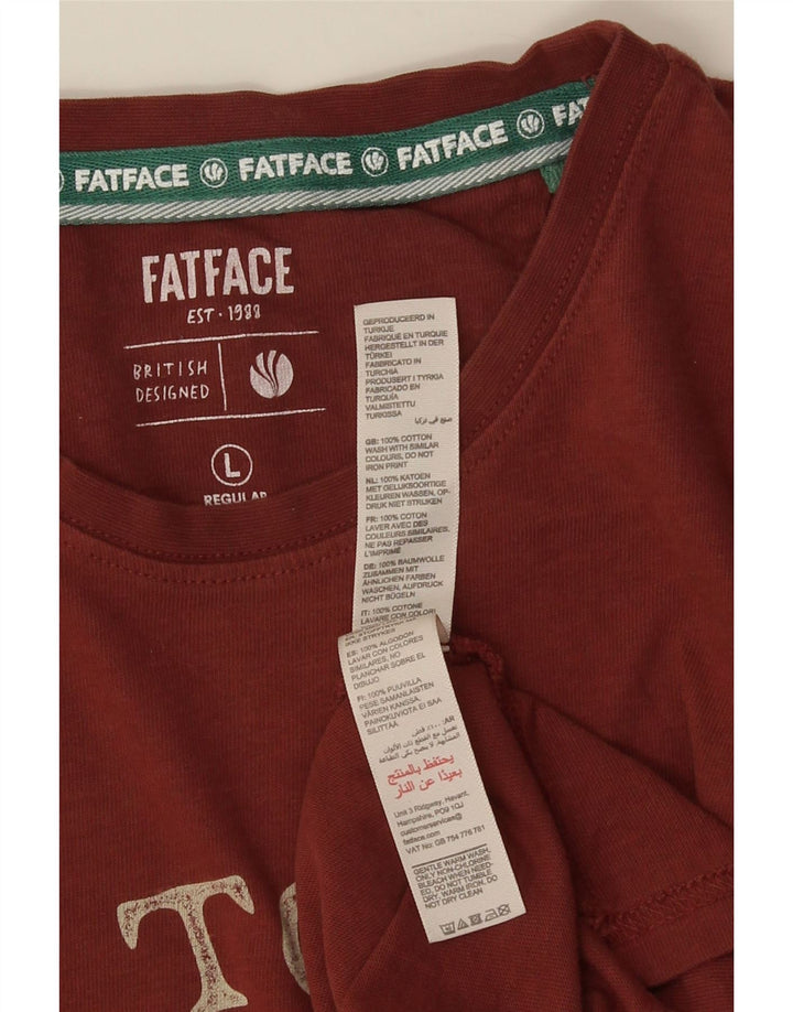 FAT FACE Muška velika crvena pamučna majica kratkih rukava s grafičkim motivima uobičajenog kroja