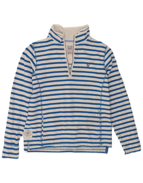 Crew Clothing Ženska majica s izrezom s patentnim zatvaračem UK 10 Mala bijela na pruge