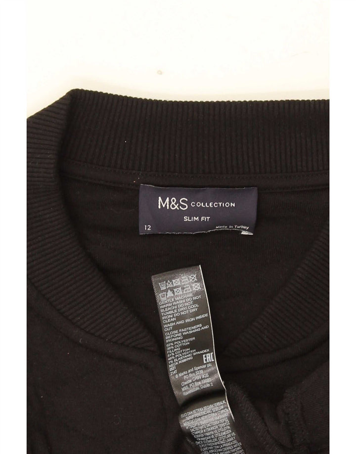 Marks & Spencer ženska prošivena jakna uskog kroja UK 12 srednje crni pamuk
