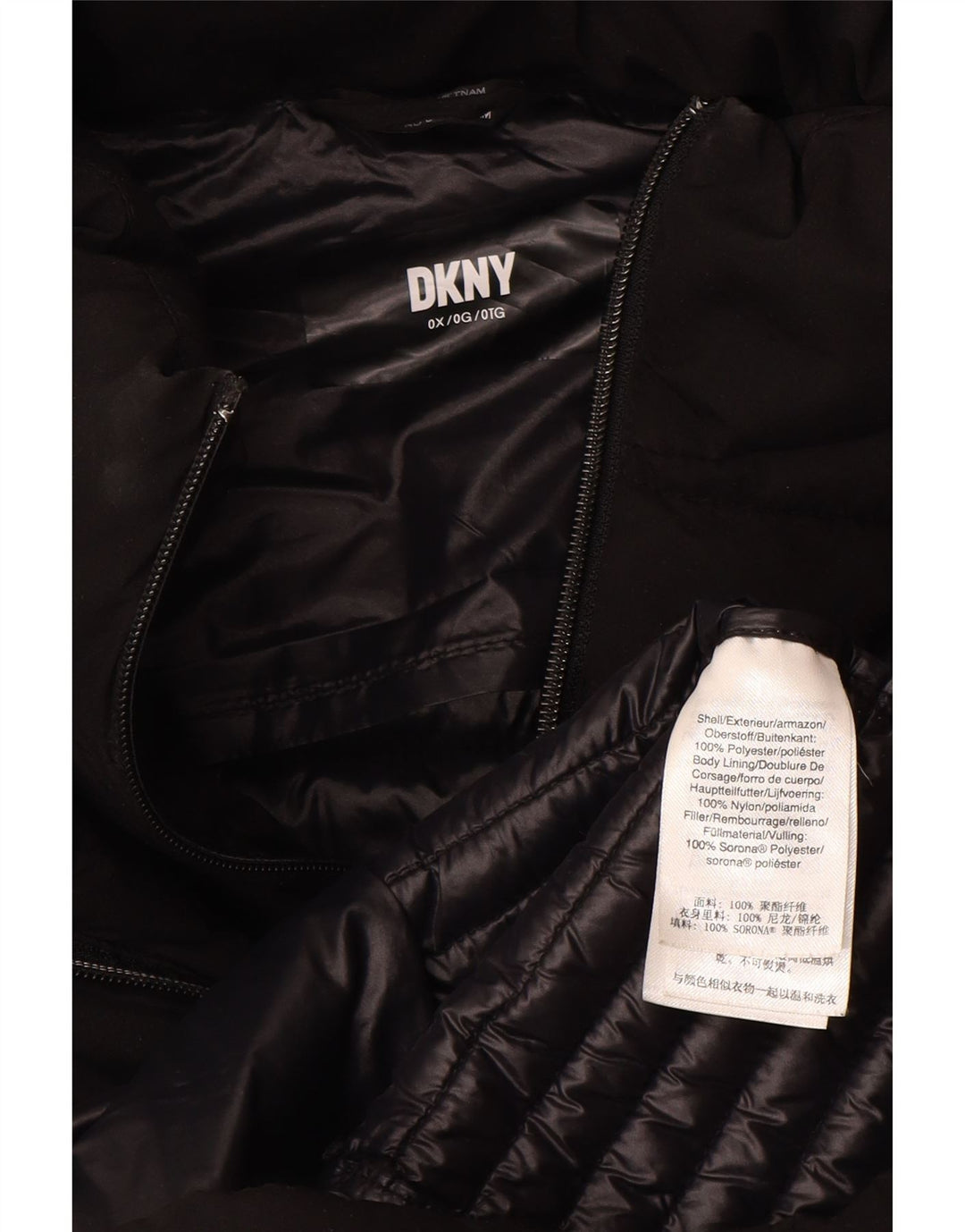 Dkny Ženski podstavljeni kaput s kapuljačom velikih veličina UK 18 XL crni poliester