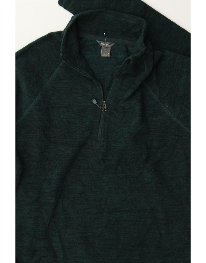EDDIE BAUER Womens Zip Neck Fleece Jumper UK 10 Small Green Polyester Vintage Eddie Bauer and Second-Hand Eddie Bauer from Messina Hembry 