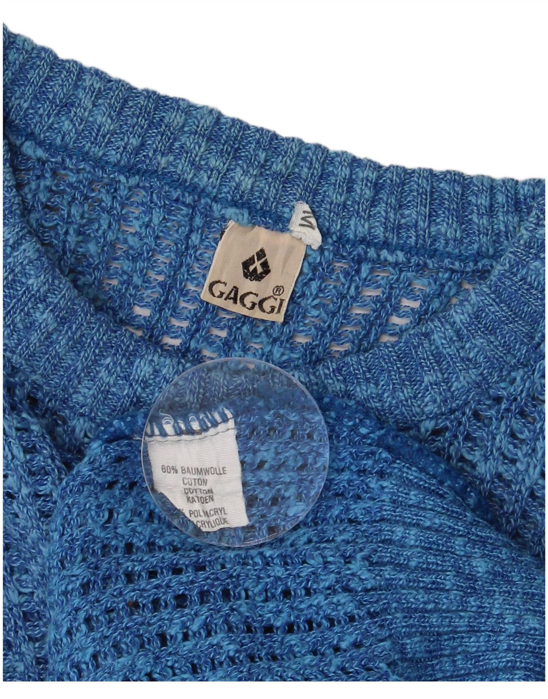 VINTAGE muški džemper s okruglim izrezom, srednje plavi flekasti pamuk