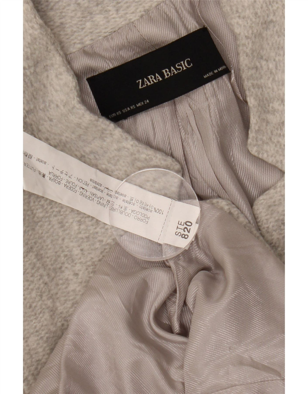 Zara ženski otvoreni kaput UK 6 XS sivi acetat