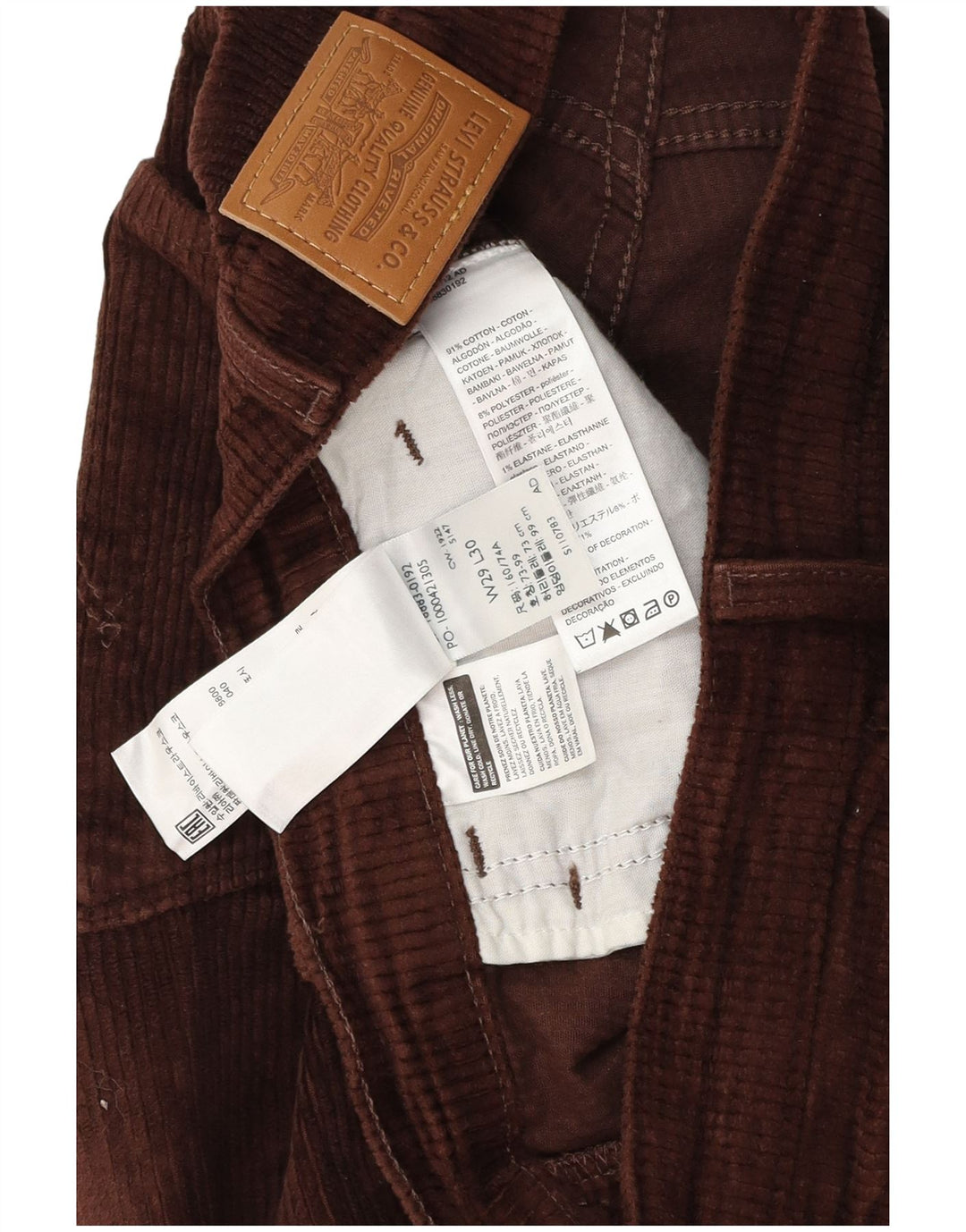 LEVI'S ženske ravne hlače od samta W29 L30 smeđi pamuk