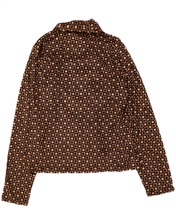 PIMKIE Womens Shirt Blouse UK 12 Medium Brown Geometric Polyester