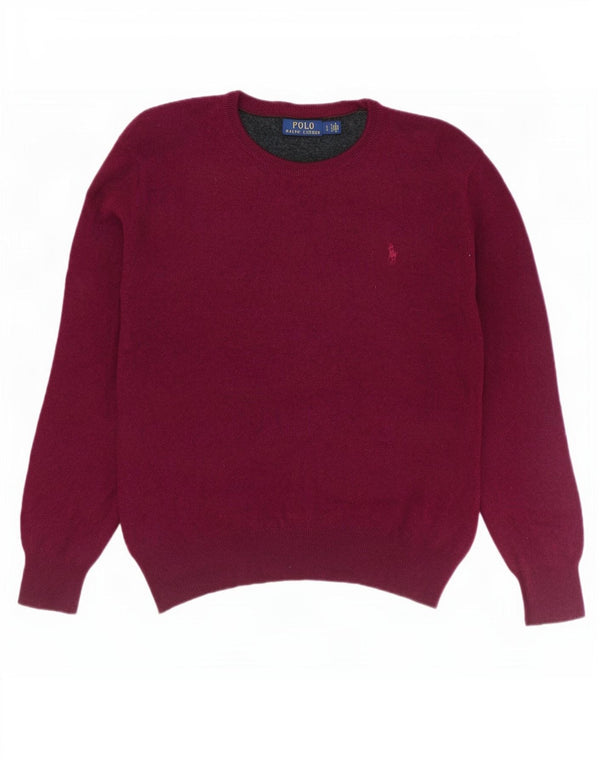 Polo Ralph Lauren ženski džemper s okruglim izrezom UK 14 Veliki bordo vuneni