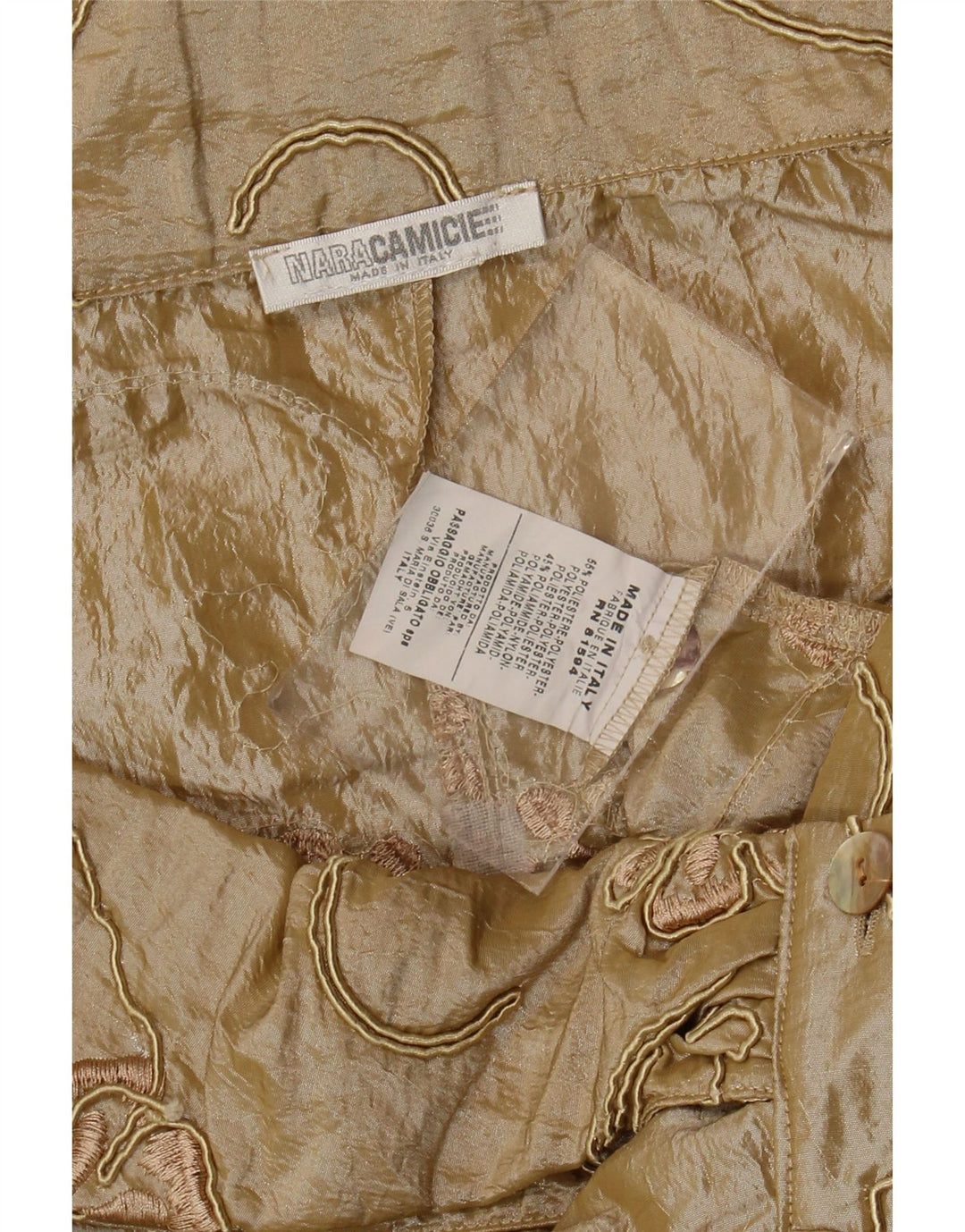 Naracamicie ženska kratko košulja bluza UK 12 srednje bež cvjetni poliester