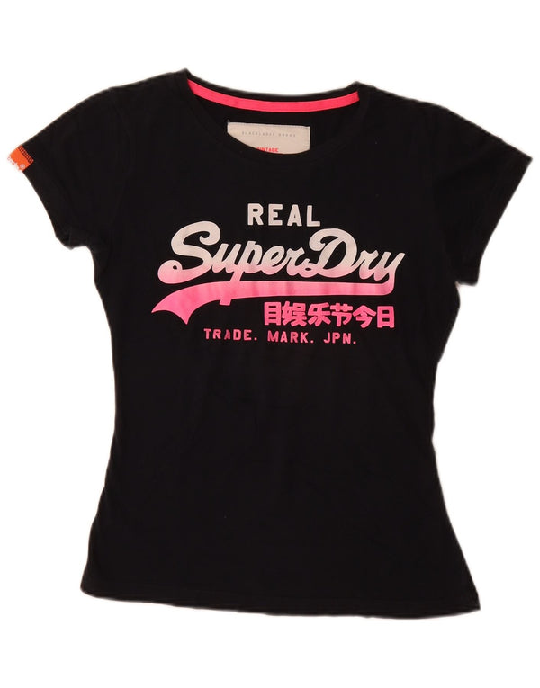 Superdry ženska majica s grafičkim motivima UK 6 XS crni pamuk