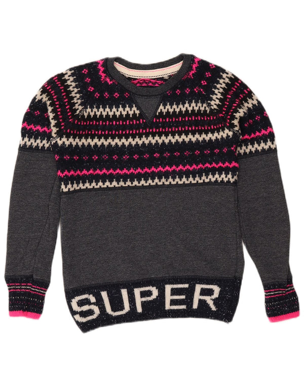 SUPERDRY ženski džemper s okruglim izrezom UK 6 XS tamnoplavi Fair Isle