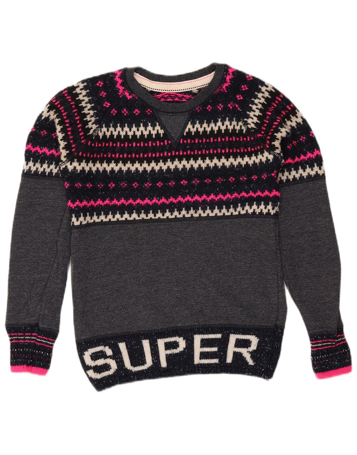 SUPERDRY ženski džemper s okruglim izrezom UK 6 XS tamnoplavi Fair Isle