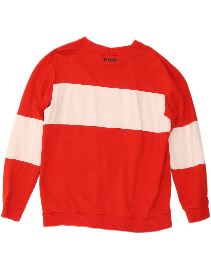 FILA Mens Graphic Sweatshirt Jumper Large Red Colourblock Cotton Vintage Fila and Second-Hand Fila from Messina Hembry 