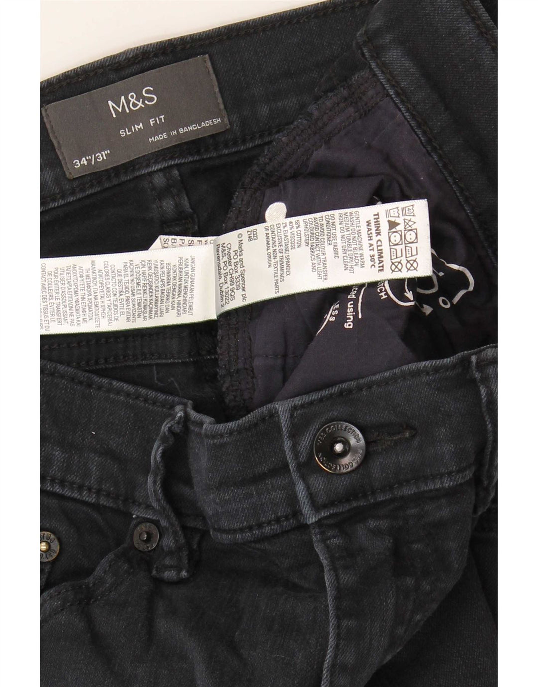 Marks & Spencer muške uske traperice W34 L31 crni pamuk