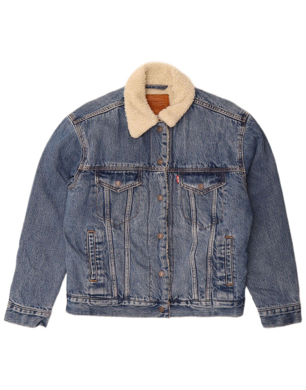 Levi's ženska prevelika traper šerpa jakna UK 10 Mali plavi pamuk