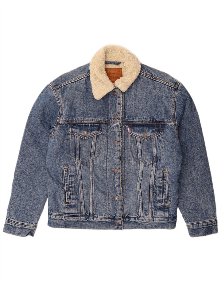 Levi's ženska prevelika traper šerpa jakna UK 10 Mali plavi pamuk