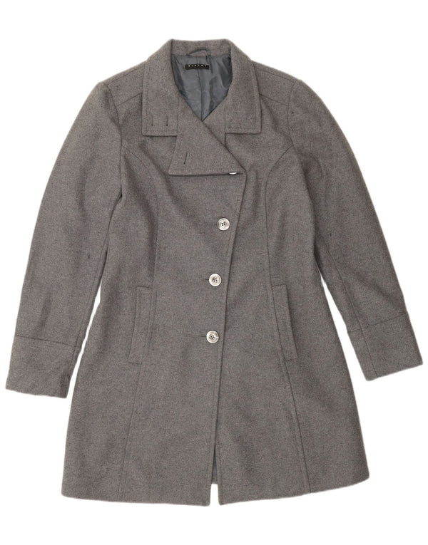 SISLEY Womens Overcoat IT 42 Medium Grey Wool