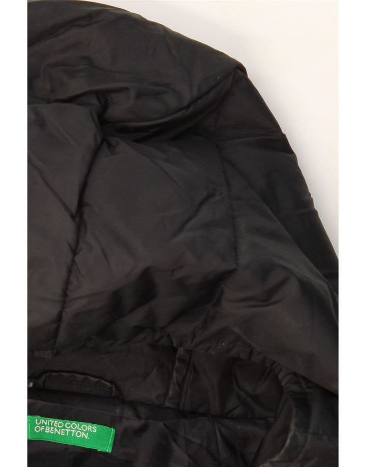 BENETTON Womens Hooded Padded Coat UK 10 Small Black Polyamide Vintage Benetton and Second-Hand Benetton from Messina Hembry 