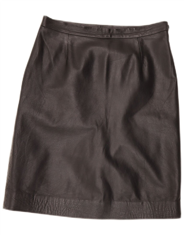 Vintage ženska kožna suknja W29 srednje crna