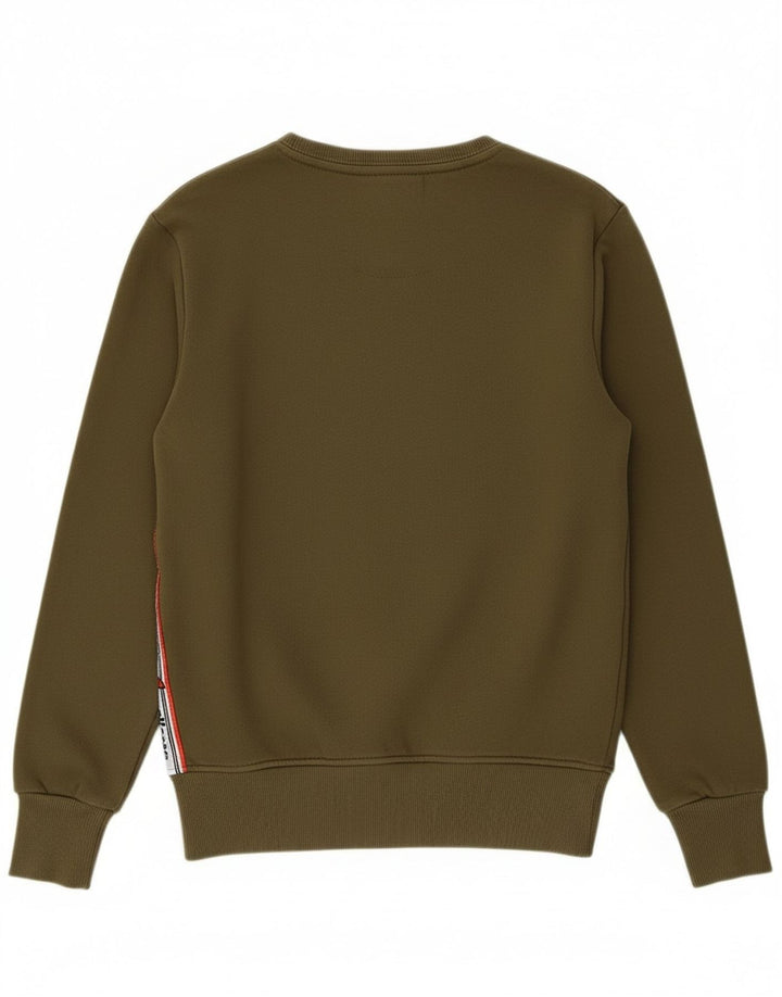 ELLESSE Womens Graphic Sweatshirt Jumper UK 12 Medium Khaki Cotton