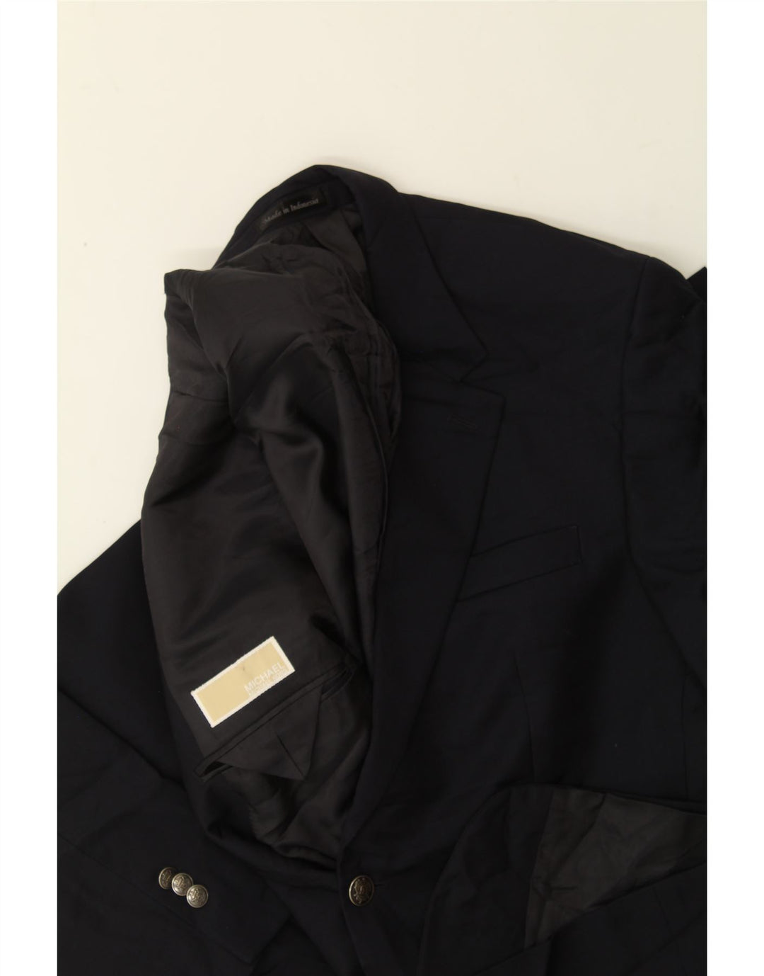 MICHAEL KORS Mens 2 Button Blazer Jacket US 42 XL Navy Blue Wool Vintage Michael Kors and Second-Hand Michael Kors from Messina Hembry 