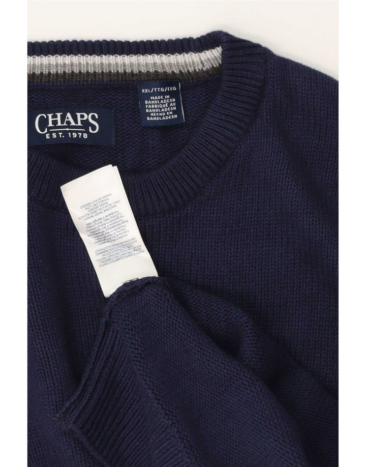 Chaps, muški džemper s okruglim izrezom 2XL tamnoplavi klasični