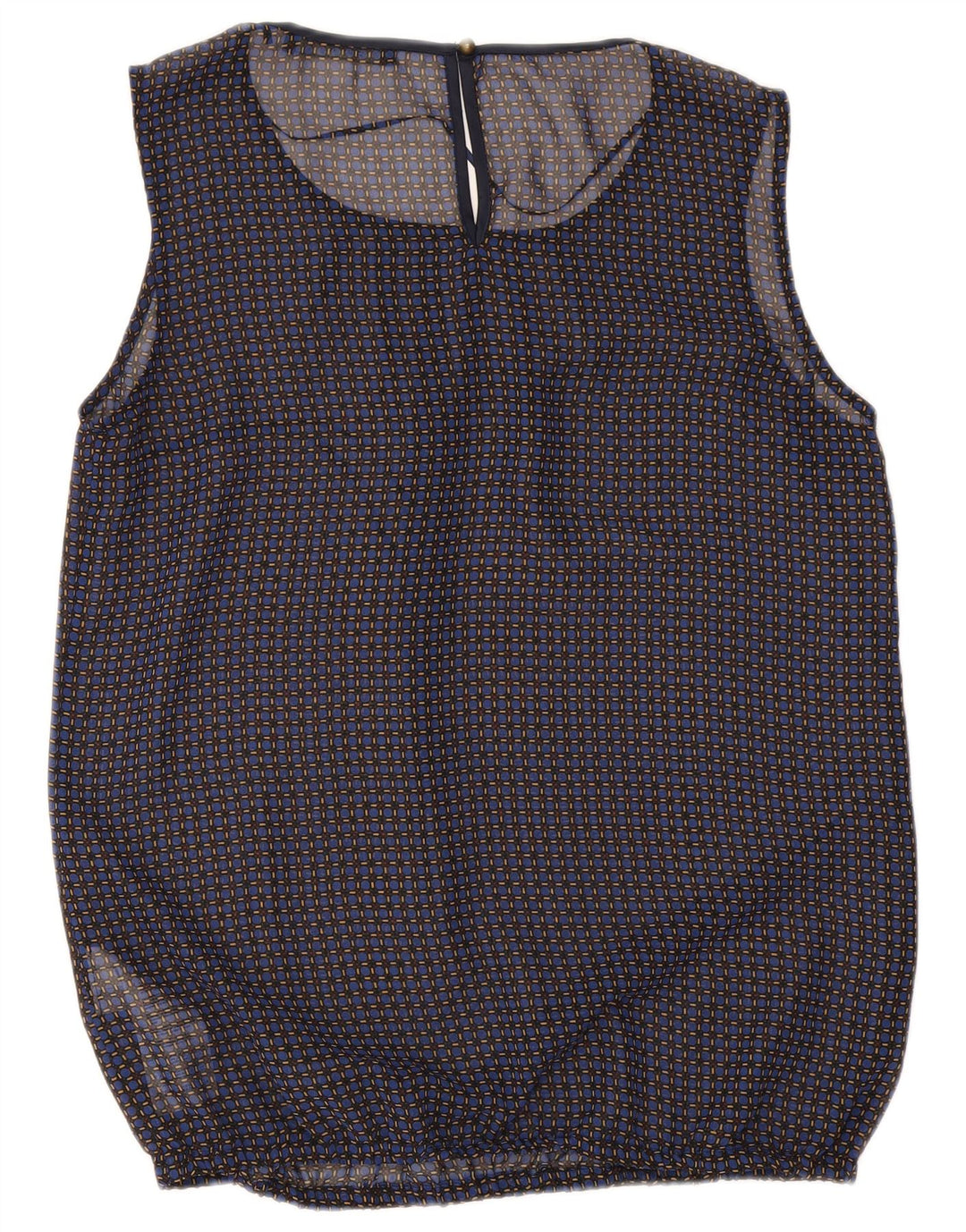 Esprit ženski gornji dio bluze bez rukava UK 12 Medium tamnoplavi karirani poliester
