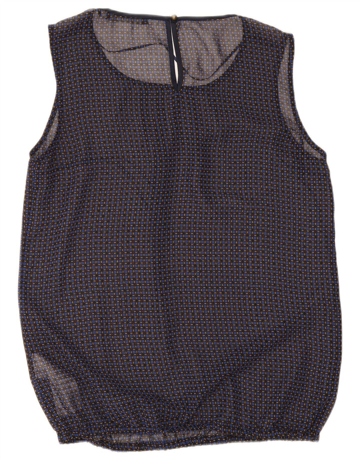 Esprit ženski gornji dio bluze bez rukava UK 12 Medium tamnoplavi karirani poliester