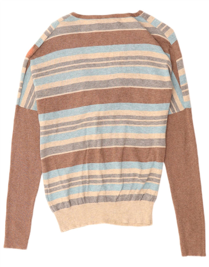 MONSOON ženski džemper s V-izrezom UK 12 srednje raznobojne pruge