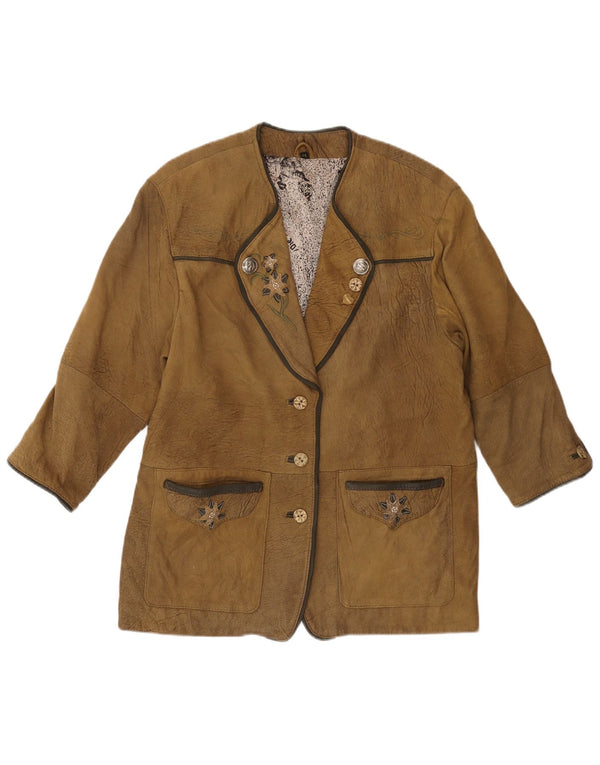 VINTAGE ženska kožna jakna sa 3/4 rukavima EU 44 XL kaki