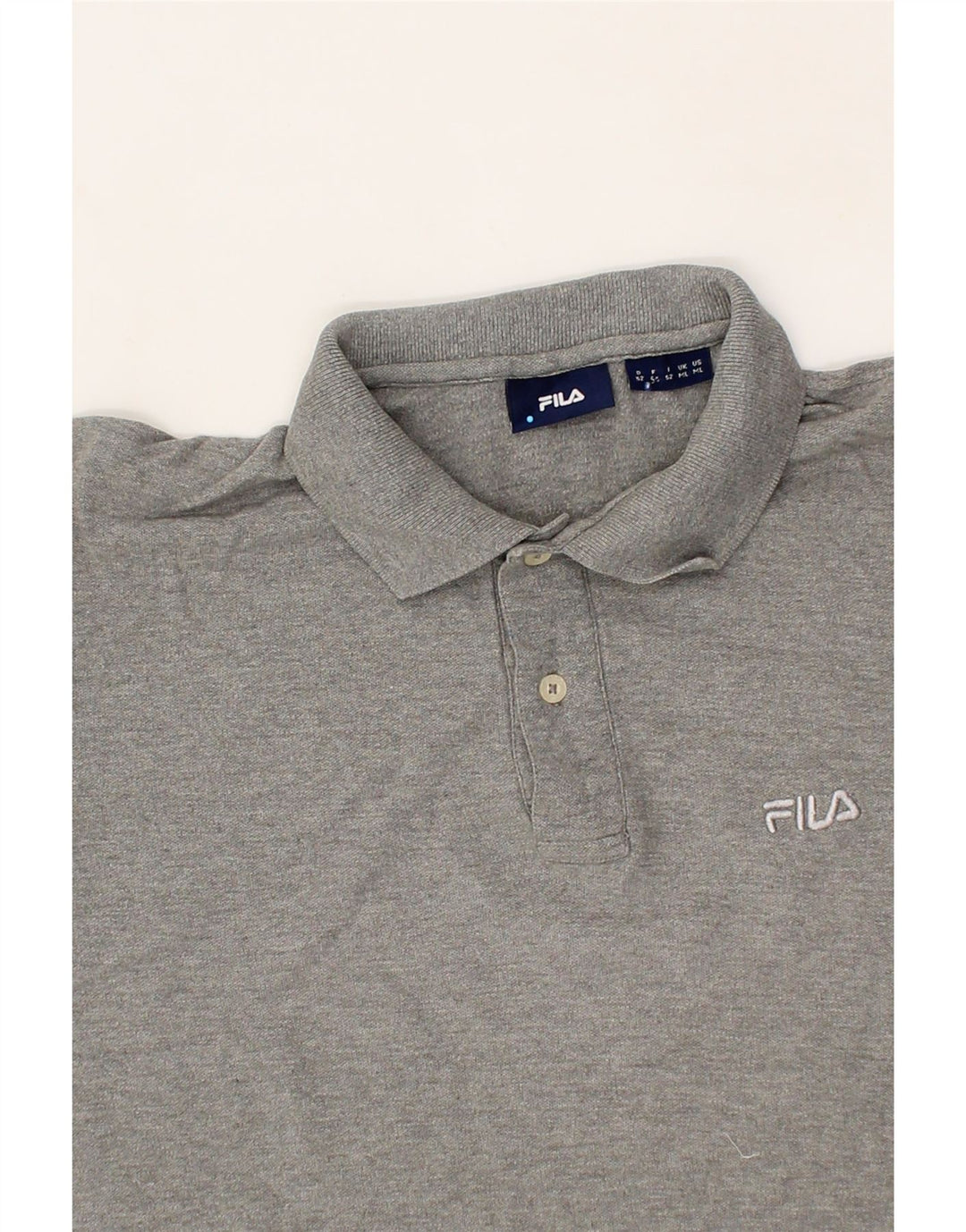 FILA Mens Long Sleeve Polo Shirt Medium Grey Cotton Vintage Fila and Second-Hand Fila from Messina Hembry 