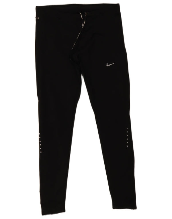 Nike Ženske Dri Fit Leggings UK 12 Srednje crni poliester