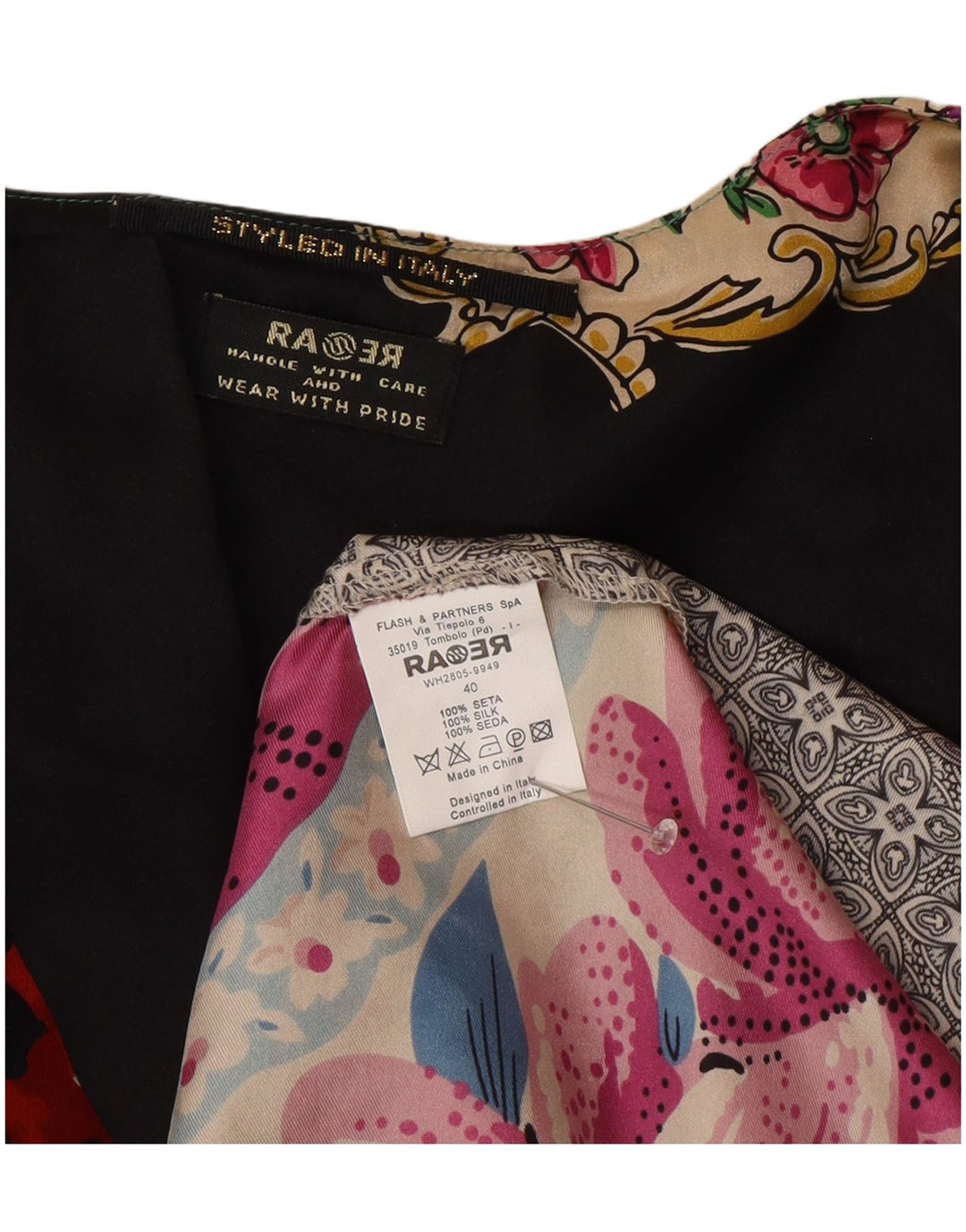 Vintage ženska haljina A-kroja dugih rukava IT 40 srednje višebojna