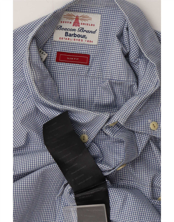 Barbour muška uska košulja srednje plave boje gingham pamuka