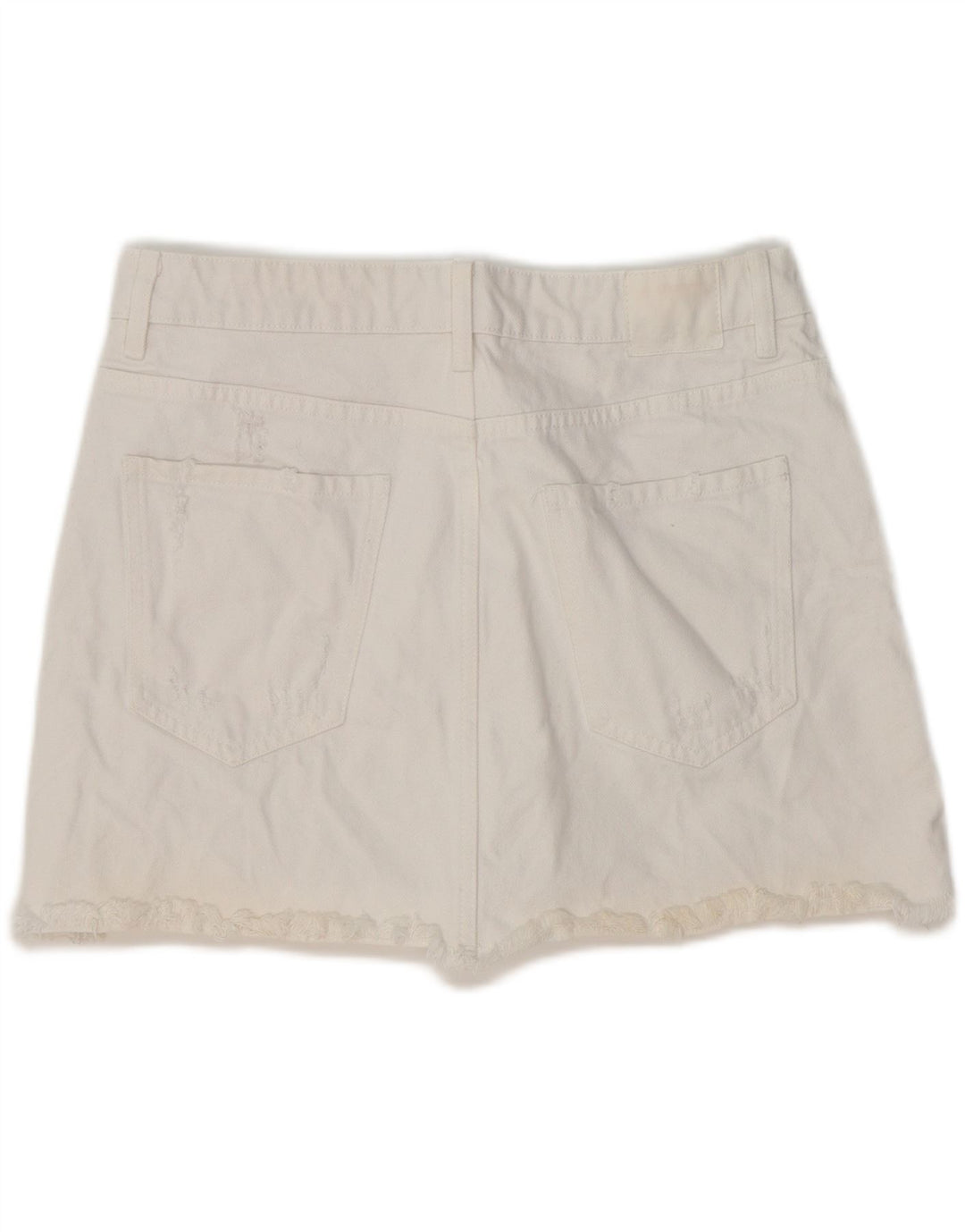 ZARA Womens Distressed Mini Denim Skirt Large W32 White