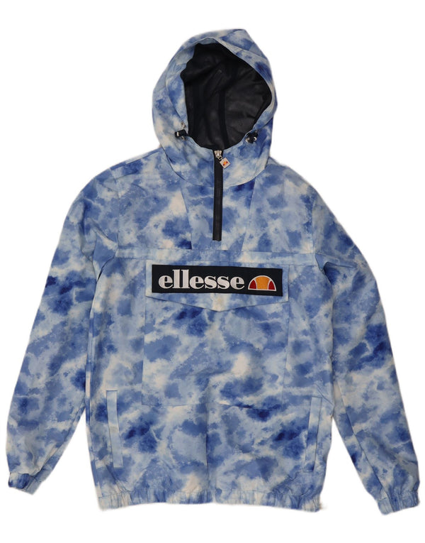 Ellesse Mens Hooded Pullover Rain Jacket UK 36 Small Blue Tie Dye Polyester