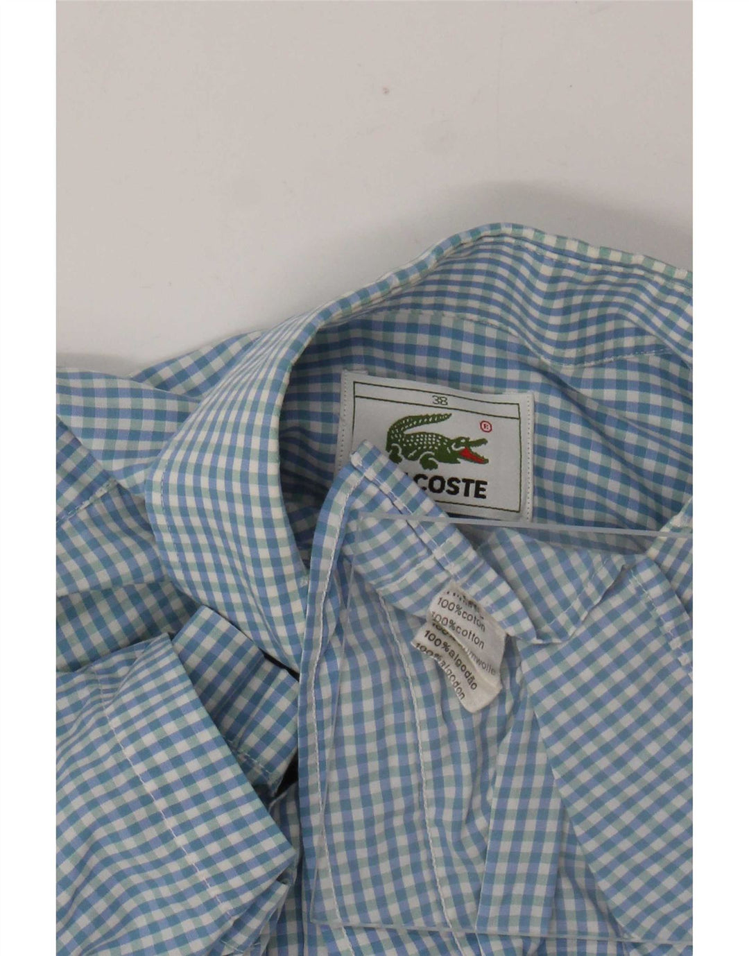 Lacoste muška košulja kratkih rukava, veličina 38 srednje plavi pamuk od ginghama