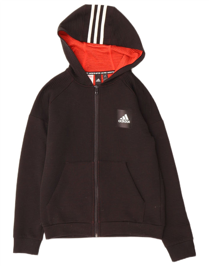 Adidas pulover s kapuljačom s patentnim zatvaračem za dječake 11-12 godina, crni poliester