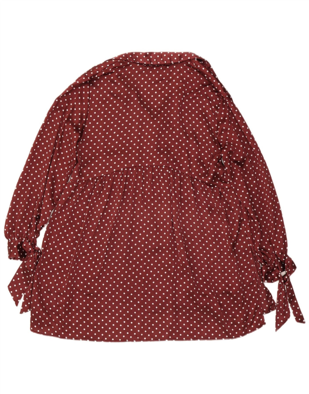 ZARA Womens Shirt Blouse UK 14 Large Maroon Polka Dot
