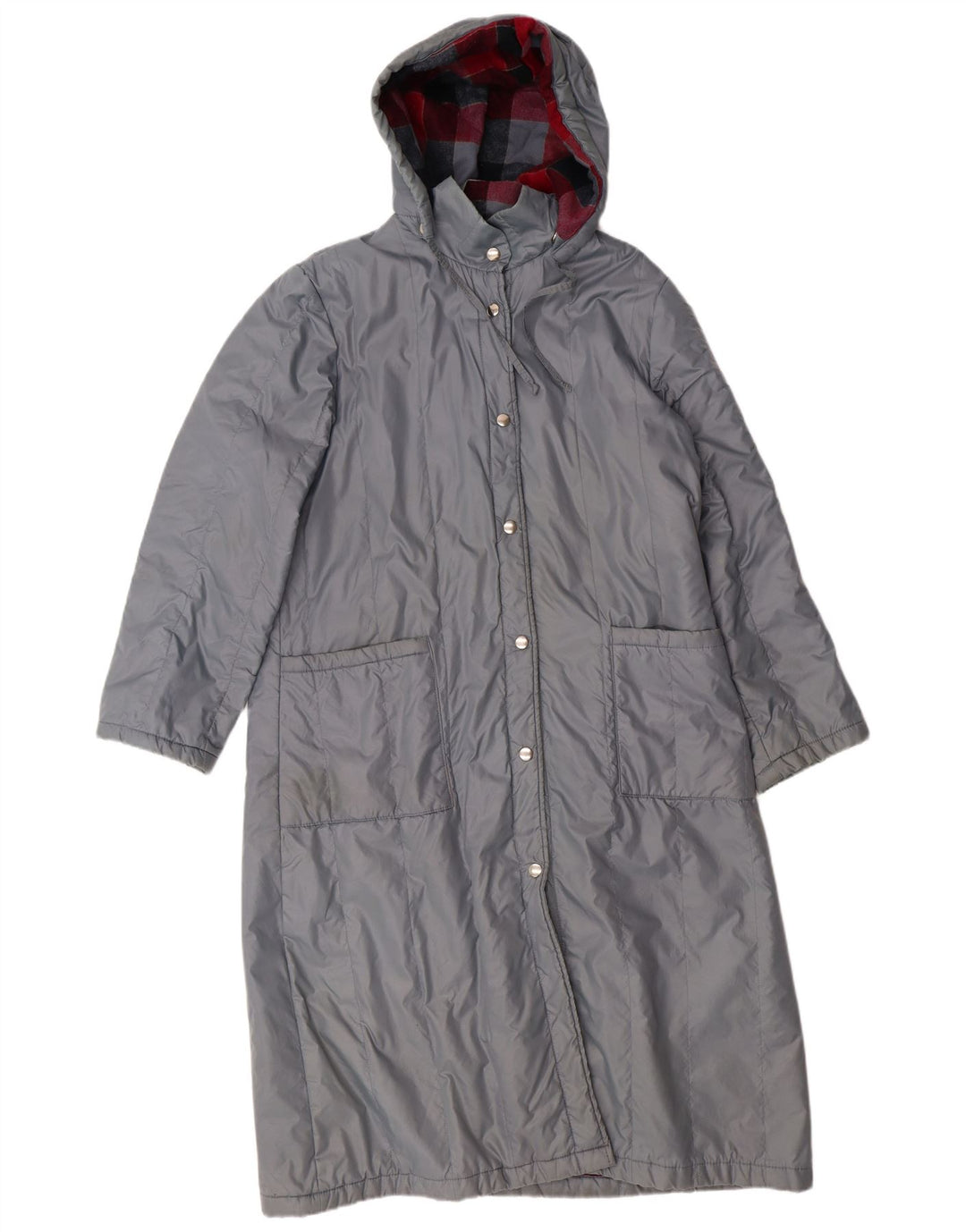VINTAGE Womens Hooded Windbreaker Coat UK 14 Medium Grey Nylon