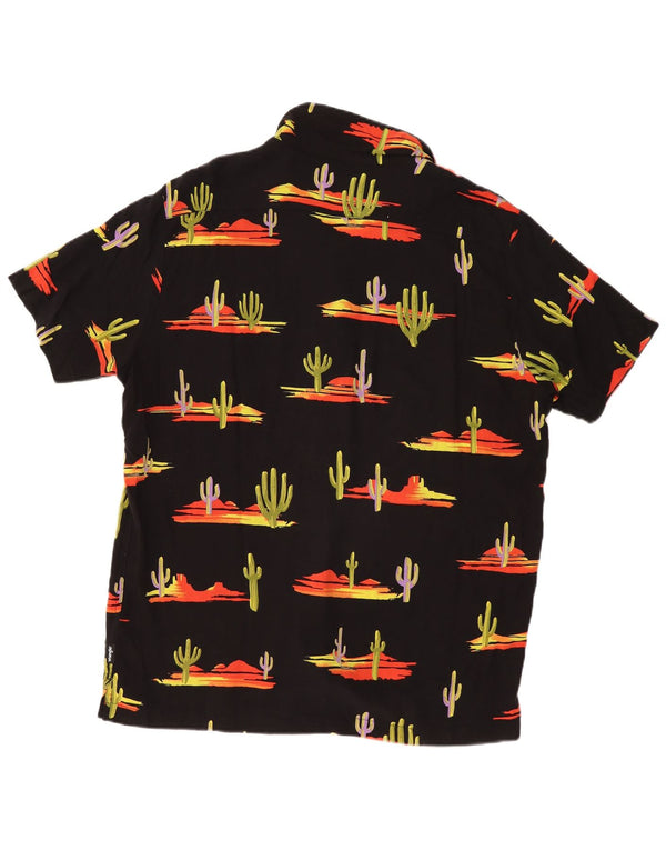 WRANGLER Muška velika crna košulja kratkih rukava s uobičajenim apstraktnim uzorkom