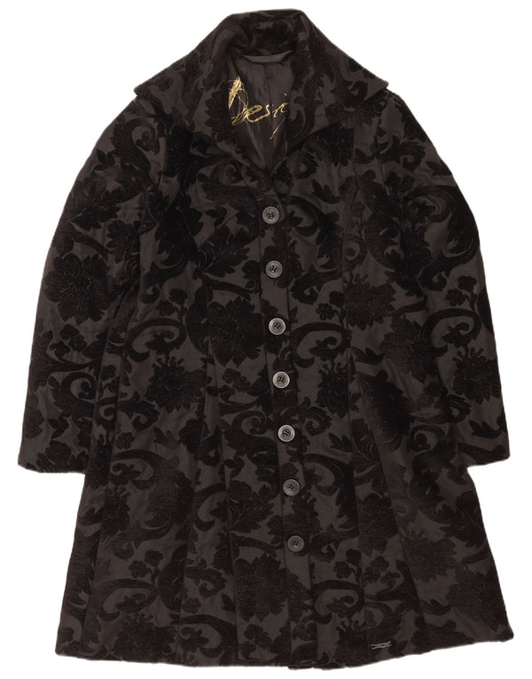 Desigual ženski kaput EU 44 XL crni cvjetni poliester