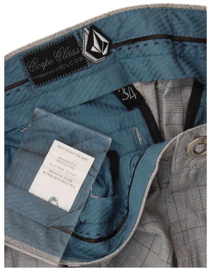 Volcom muške chino kratke hlače W34 veliki sivi karirani pamuk