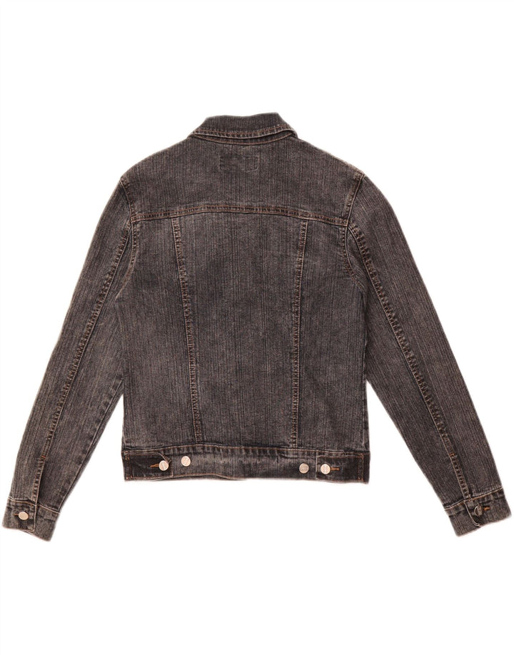 Vintage ženska crop traper jakna UK 12 srednje sivi pamuk