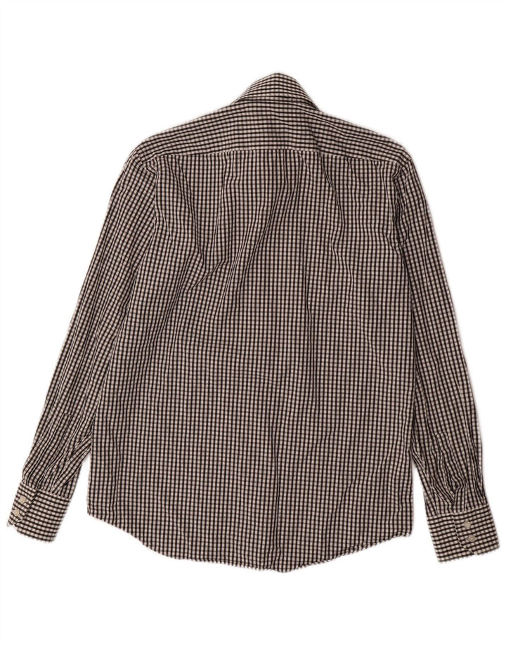 HUGO BOSS Mens Regular Fit Shirt Size 39 15 1/2 Medium Black Check Cotton