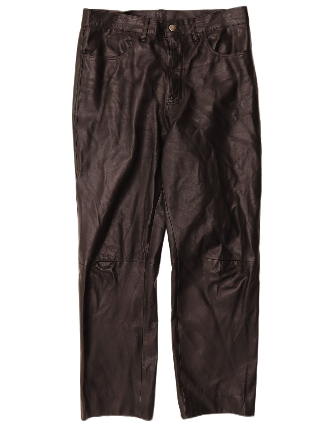 VINTAGE muške ravne kožne hlače IT 50 Large W32 L30 crna koža