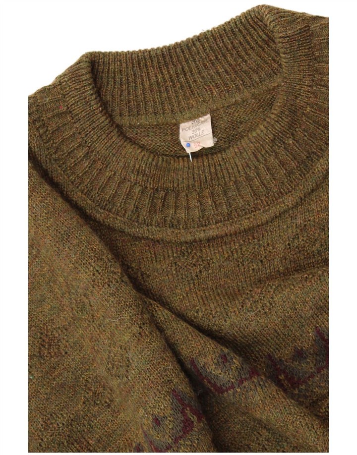 VINTAGE ženski džemper s okruglim izrezom IT 52 2XL Zeleni geometrijski