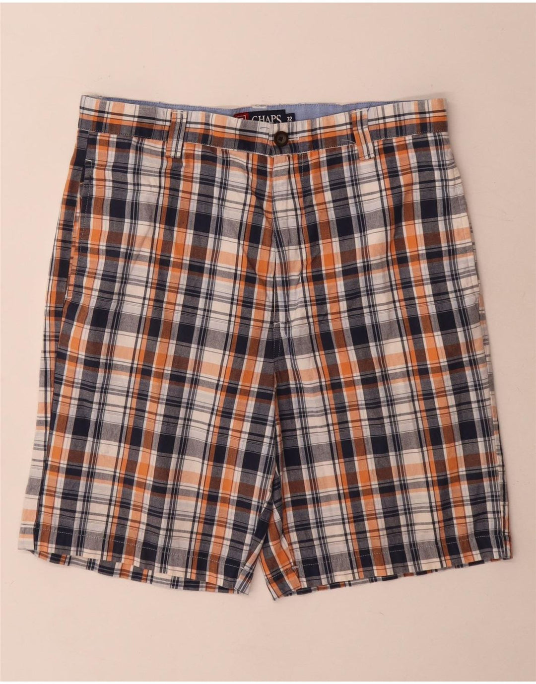 Chaps Mens Chino kratke hlače W32 srednje tamnoplave karirane