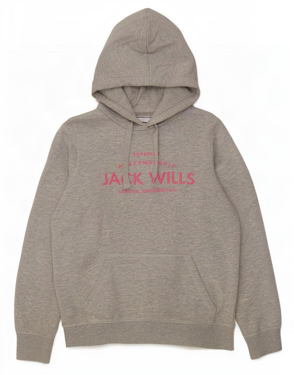Jack Wills Ženska prekomjerna majica s kapuljačom s grafičkim motivima UK 10 Small Grey Flected